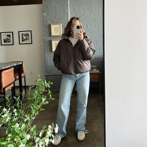 Old Navy Brown Pleather Puffer Coat